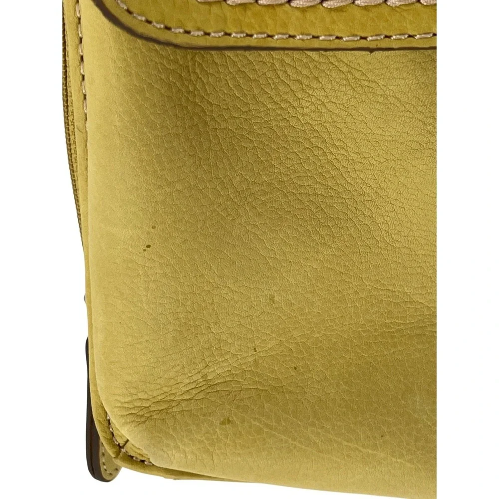 Fossil Leather Crossbody Bag Womens Yellow Adjustable Strap Travel Purse Y2K